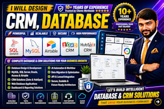 design sql database, mysql, airtable, custom, CRM, zoho, hubspot, ai web app
