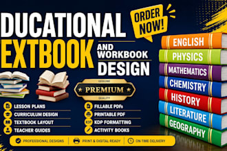 design educational textbook, curriculum, workbook, lesson plan, kids workbook