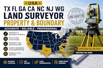tx fl ga ca nc nj wg land surveyor property and boundary surveys