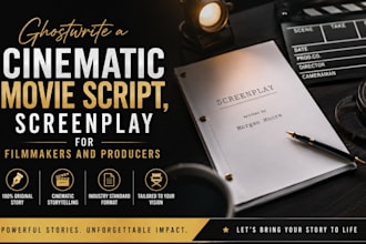 ghostwrite a cinematic movie script, screenplay for filmmakers and producers