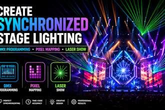create synchronized stage lighting dmx programming pixel mapping and laser show