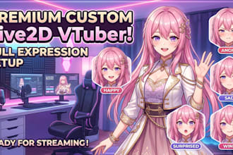 design live2d vtuber model, vtuber background and vtuber commission