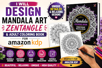 design mandala art zantangle and adult coloring  book for amazon kdp