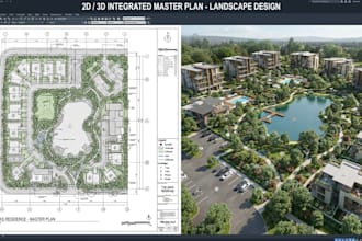 design 2d 3d master plan, landscape design, site plan, floor plan, autocad