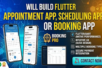 build flutter appointment app, scheduling app or booking app