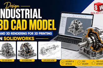 design industrial 3d cad model and 3d rendering for 3d printing in solidworks
