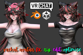 rig, fix, optimize, or convert vrchat avatar, booth model, vrm model, furry avi