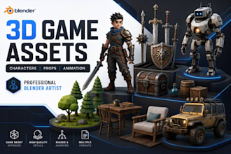 create low poly 3d models in blender multiple assets pack