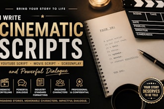 write a cinematic youtube script, movie script, screenplay and powerful dialogue