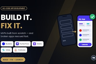 build or fix no code apps in bubble io flutterflow adalo and glide