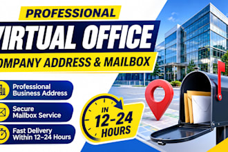 help with professional virtual office, business address, and mailbox in 24 hours