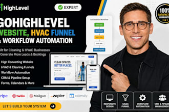 build gohighlevel cleaning website ghl hvac funnel and workflow automation