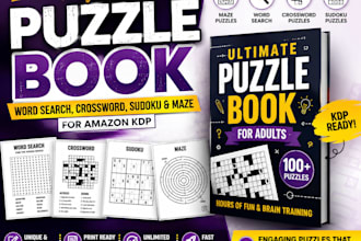 design puzzle book word search sudoku and maze book for amazon KDP