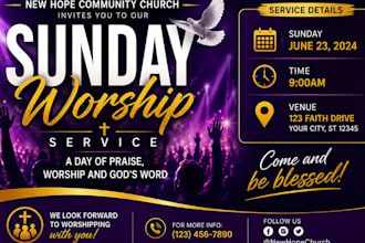 design modern church flyer, church event or worship flyer