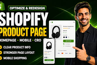 redesign shopify product page, homepage and mobile layout
