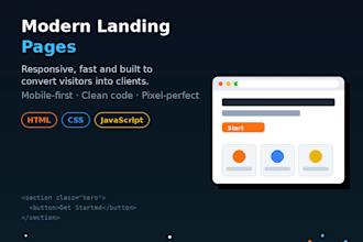 build a modern responsive landing page using HTML CSS and javascript