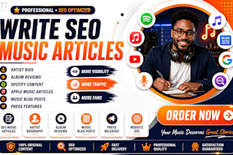 write SEO music articles spotify music blog apple music album music content