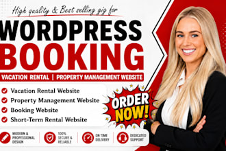 build wordpress booking vacation rental website property mangement website