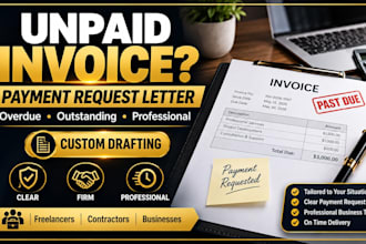 draft a professional unpaid invoice, payment request or overdue letter