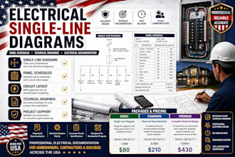 create electrical single line diagrams panel schedules and technical drawings