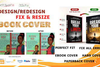 book cover design, redesign or fix book cover, amazon KDP ebook formatting
