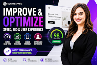 improve and optimized your squarespace website speed, seo and user experience