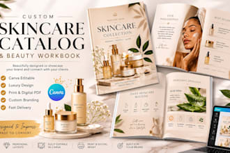 design a custom skincare catalog beauty workbook guide in canva