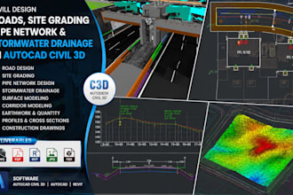 design roads, site grading, pipe network and stormwater drainage in civil 3d