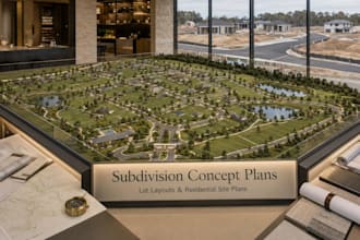 draft subdivision concept plans, lot layouts and residential site plans