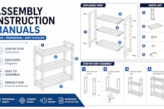 create professional assembly instructions user manual illustrations