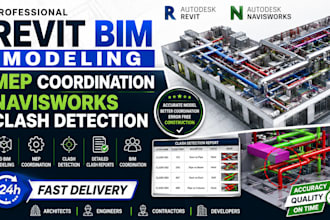do revit bim modeling, mep coordination and navisworks clash detection