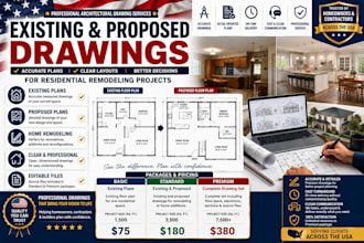 create existing and proposed drawings for residential remodeling projects