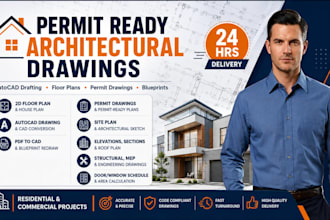 draw permit ready architectural plan autocad floor plan for georgia florida ohio