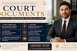 draft court complaints, motions, petitions, and legal responses