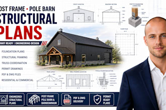 create post frame pole barn and barndominium structural plans