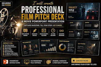 design a professional film pitch deck and movie powerpoint presentation
