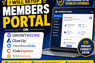 setup members portal on growthzone glue up memberclicks clubexpress wildapricot