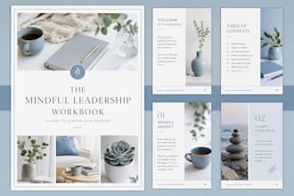 design minimalist coaching canva ebook, workbook with clickable table of content