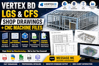 create vertex bd lgs cfs shop drawings and cnc machine files