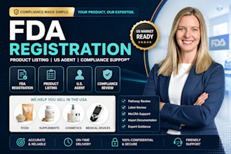handle fda registration, product listing, import permit and pathway review