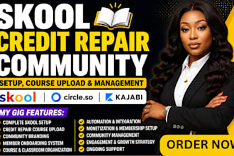 setup skool credit repair community online course skool manager expert
