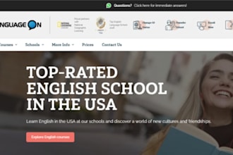 design wix language school website esl iesson translation services website