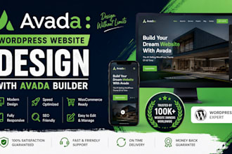 design wordpress website using avada builder, avada theme expert, woocommerce