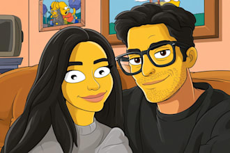 draw simpsonized couple portrait