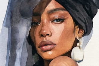 draw handmade watercolor portrait