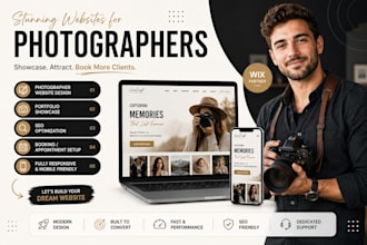 build photography website, wedding website, wix portfolio website with booking