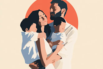 turn your family photo to be a minimalist vector portrait