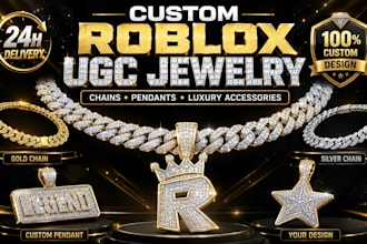 create a custom roblox ugc iced  out diamond chain and jewelry