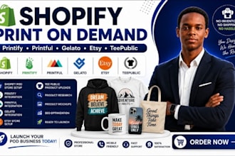 setup etsy shopify pod store with printful printify gelato teepublic
