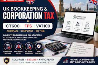 handle UK bookkeeping file corporation tax paye vat using ct600 fps vat100